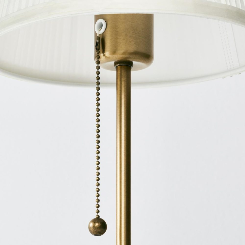 Table Lamp With Led Bulb, Brass/Whit Lamps & Light Fixtures Brass/White