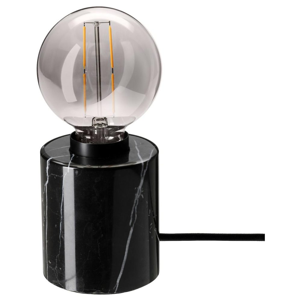 Table Lamp With Led Bulb, Marble Black/Gray Clear Glass Lamps & Light Fixtures