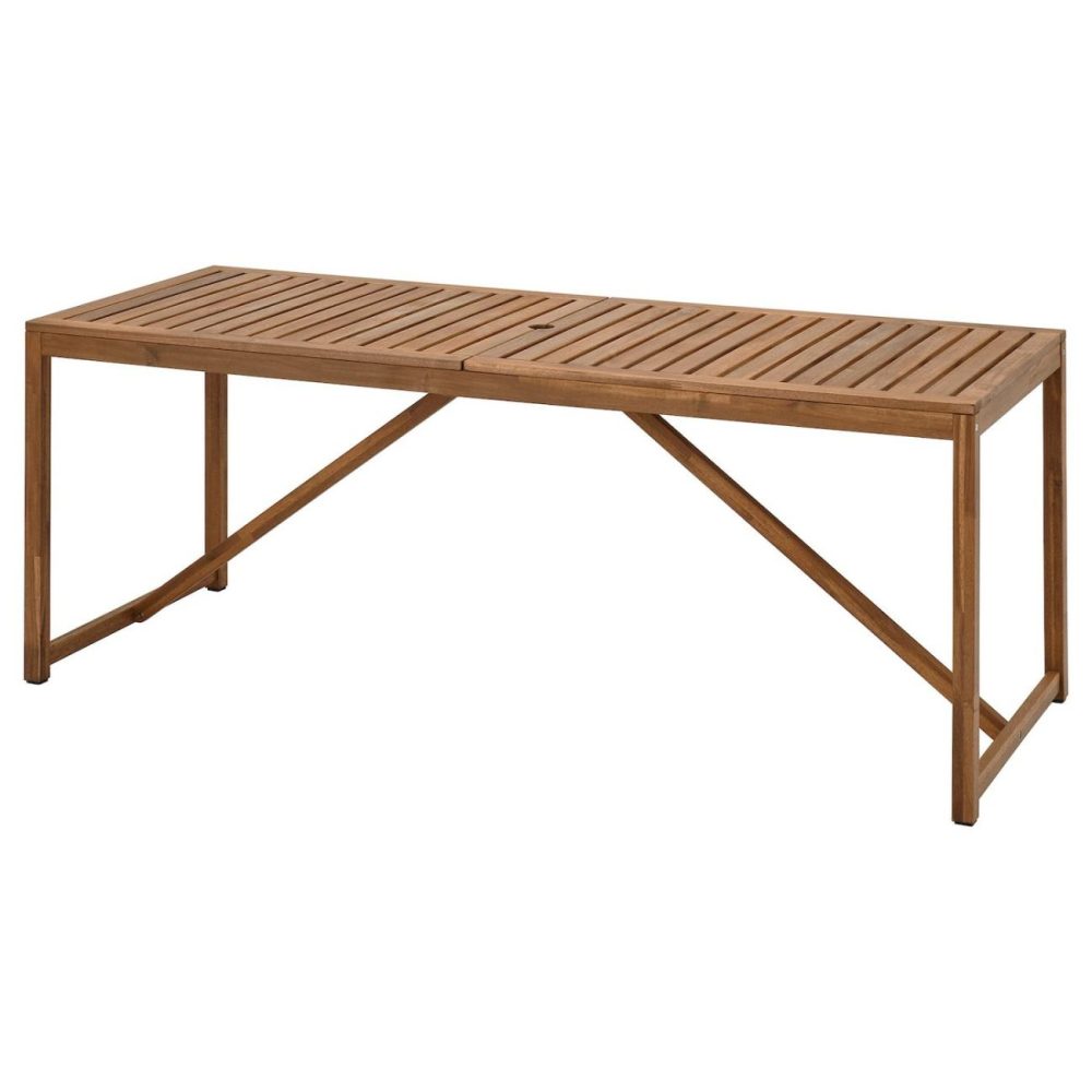 Table, Outdoor, Light Brown Stained Outdoor