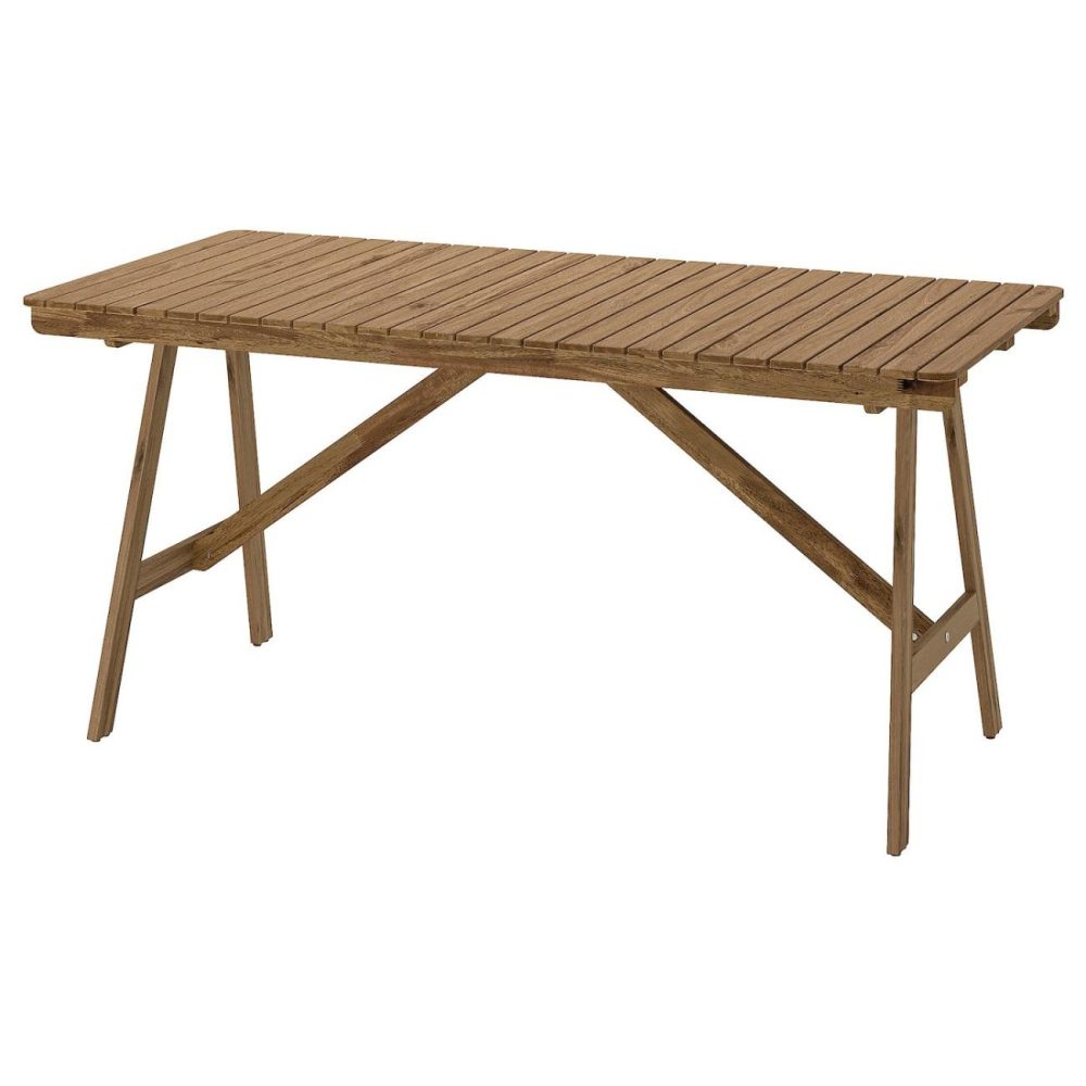 Table, Outdoor, Light Brown Stained Outdoor