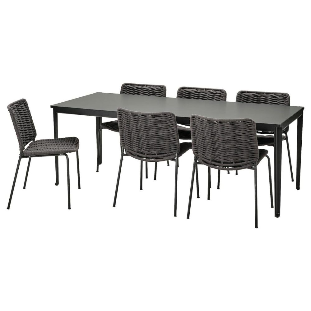 Table+6 Chairs, Outdoor, Dark Gray/Blac Outdoor Dark Gray/Black