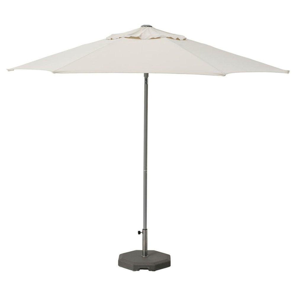 Umbrella With Base, Light Grey-Beige/Huvön Gray Outdoor