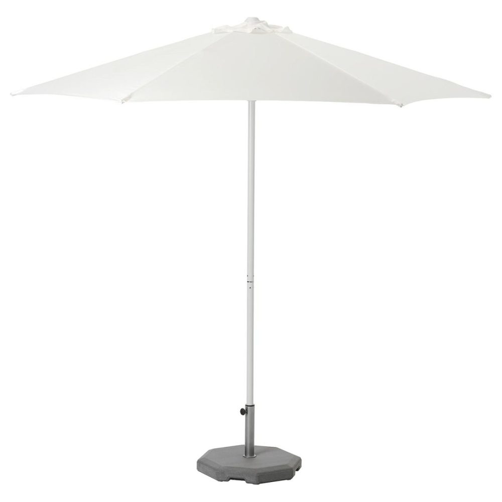 Umbrella With Base, White/Huvön Dark Gray Outdoor White/Huvön Dark Gray