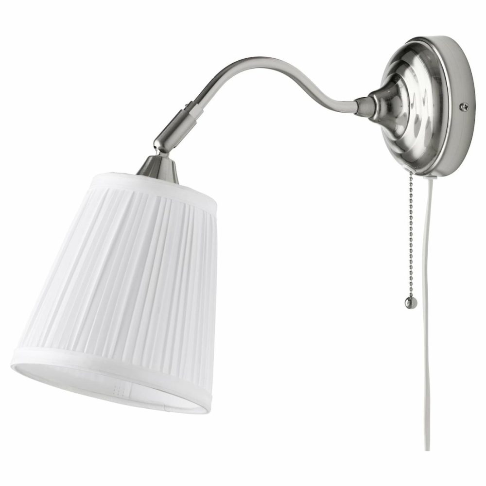 Wall Lamp, Nickel Plated/Whit Lamps & Light Fixtures