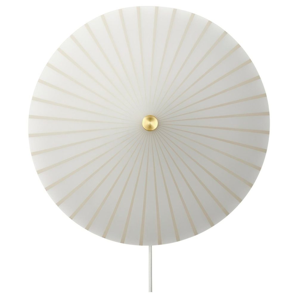 Wall Lamp, Stripe Pattern/White Glass Lamps & Light Fixtures