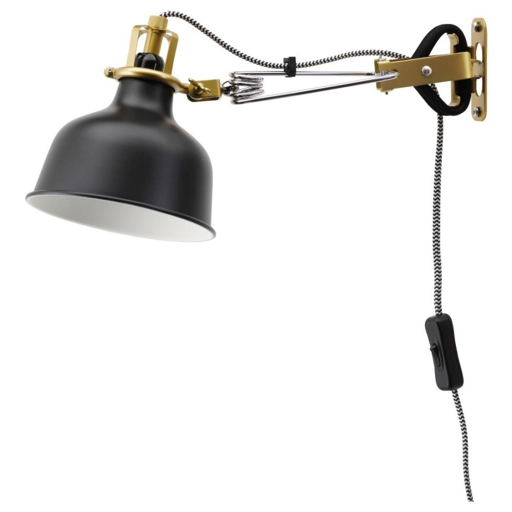 Wall/Clamp Spotlight With Led Bulb, Blac Lamps & Light Fixtures Black