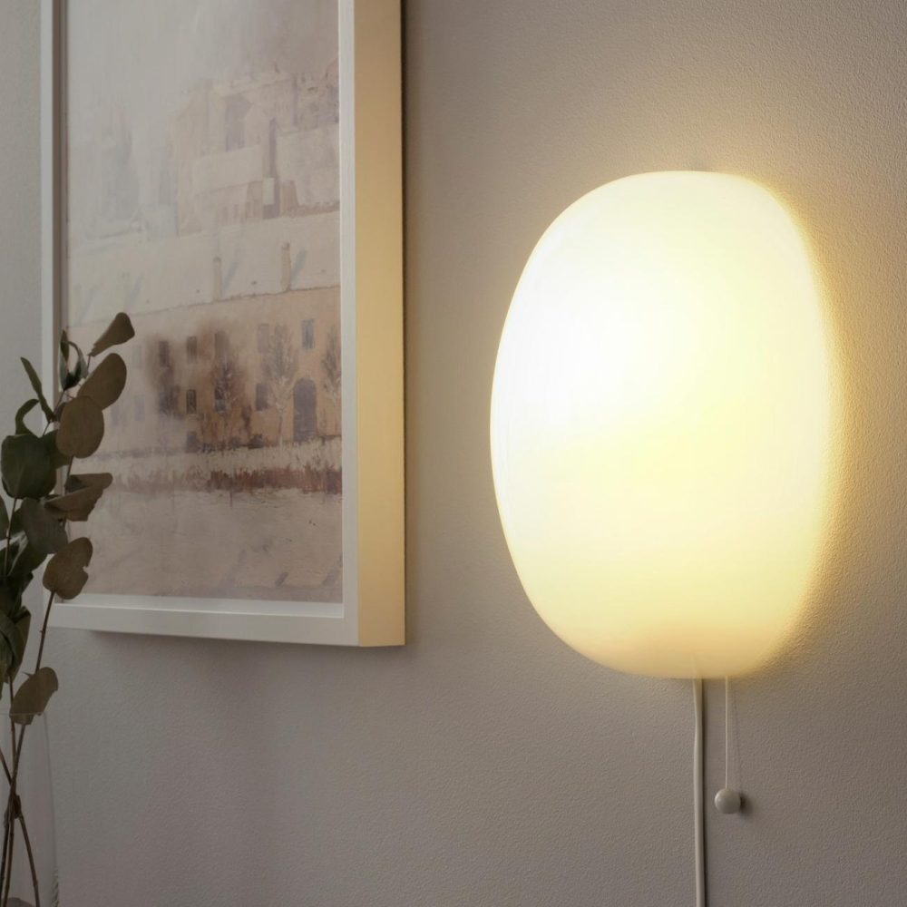 Wall Lamp, White Glas Lamps & Light Fixtures