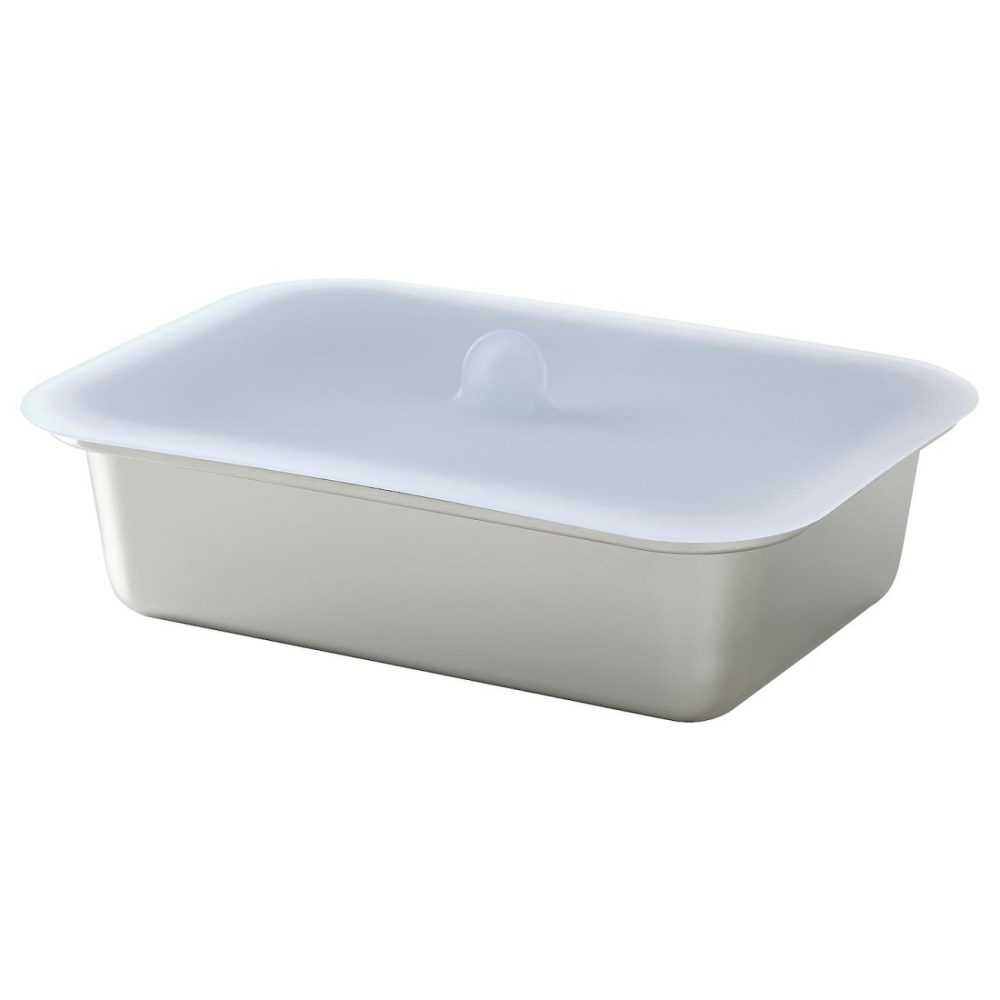 Food Container With Lid, Rectangular Stainless Steel/Silicone Outdoor Rectangular Stainless Steel/Silicone