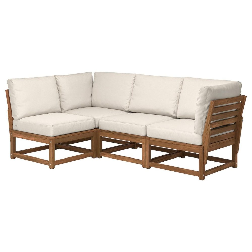 Modular Corner Sofa, 3-Seat, Outdoor Light Brown Stained/Frösön/Duvholmen Beig Outdoor Outdoor Light Brown Stained/Frösön/Duvholmen Beige