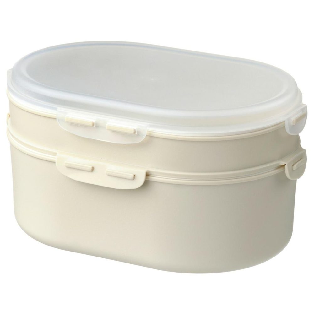 Stackable Lunch Box For Dry Food, Light Grey-Beig Outdoor