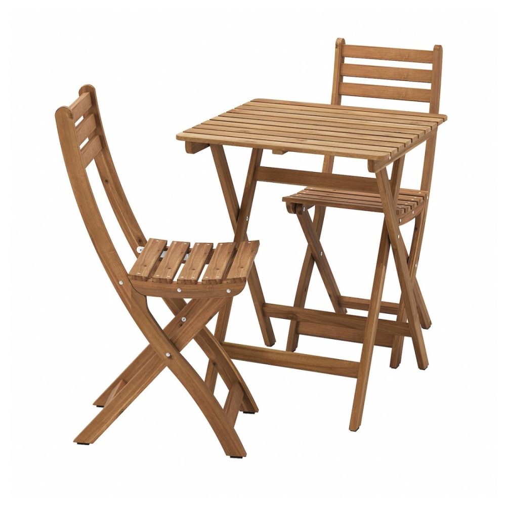 Table And 2 Folding Chairs, Outdoor, Dark Brown Outdoor Askholmen Dark Brown